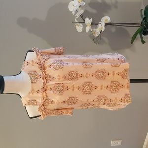 LC Lauren Conrad Ruffle Cold Shoulder Top - Peach Print